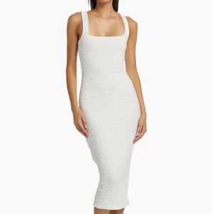 Good American White Textured Midi Dress
